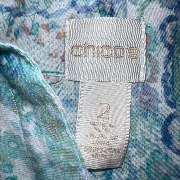 Chico's Paisley Button Front Sheer Blouse Women’s Size Large Cotton Boho Shirt - Picture 14 of 14